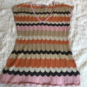 H & M Top Multi Colored Top With Gold Shimmer Y2K Retro Rave Women’s Size 10